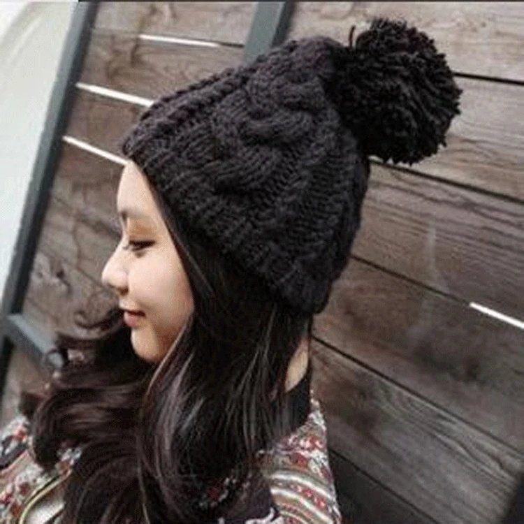 

New Style Hot Sales Korean-style Winter Warm Linen Flower Color Furry Ball Outbound MEN'S Hat Wool Cap