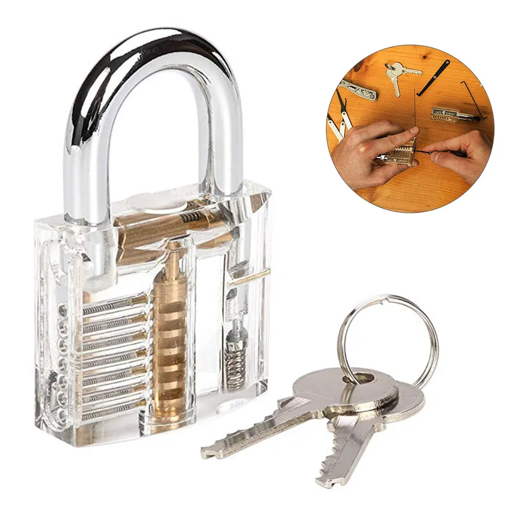 

Lock Pick Set With Transparent Training Padlock And Credit Card Lock Picking Tool Kit For Beginner And Pro Locksmiths Lock Pick