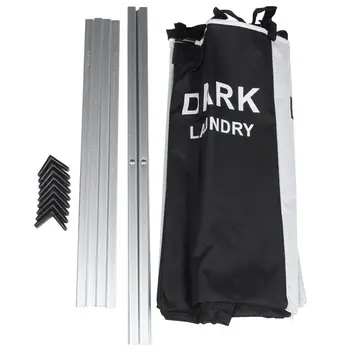 

Laundry Basket Two Grids Dirty Clothes Storage Basket Organizer Basket Collapsible Waterproof Folding Large Laundry Hamper-Black