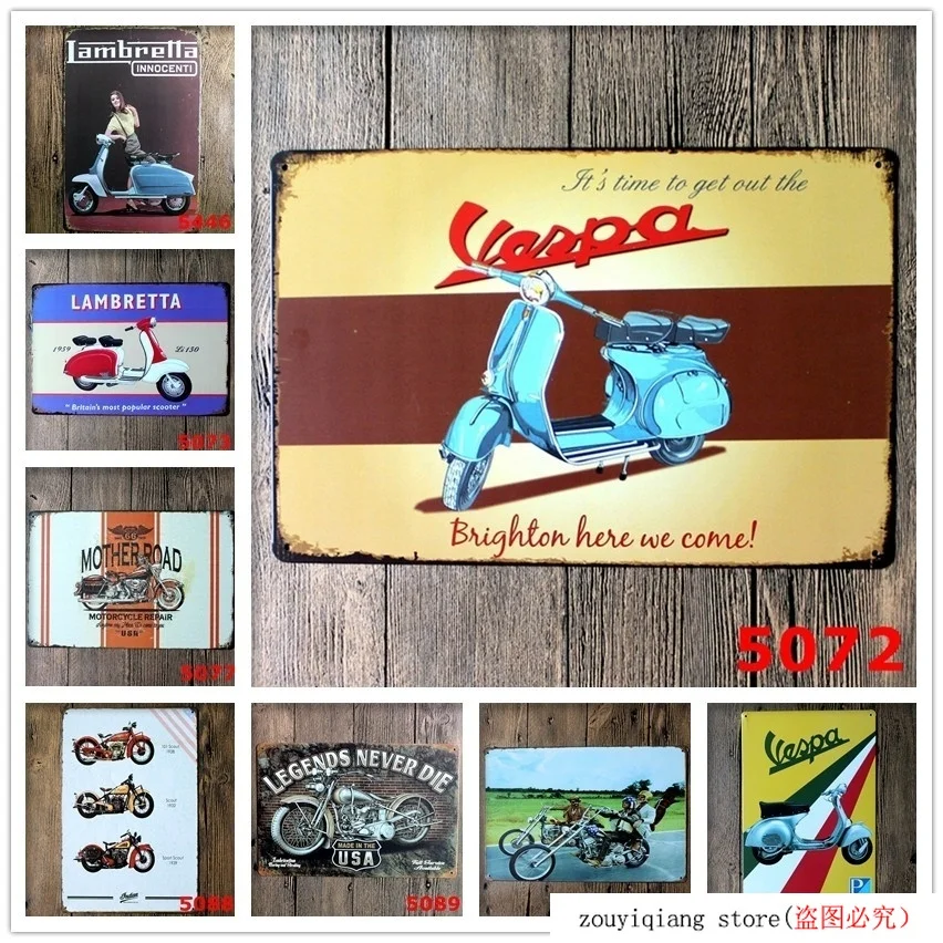 30*20cm Vintage Metal Tin Signs Motorcycle Medium Craft Iron Painting Wall Poster (Visit Our Store More Products!!!) | Дом и сад