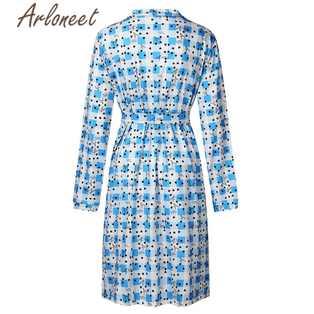 ARLONEET/Одежда для беременных женщин; платья для беременных; пижама с длинными рукавами; платье в клетку до колена; зимние женские платья; Vestidos