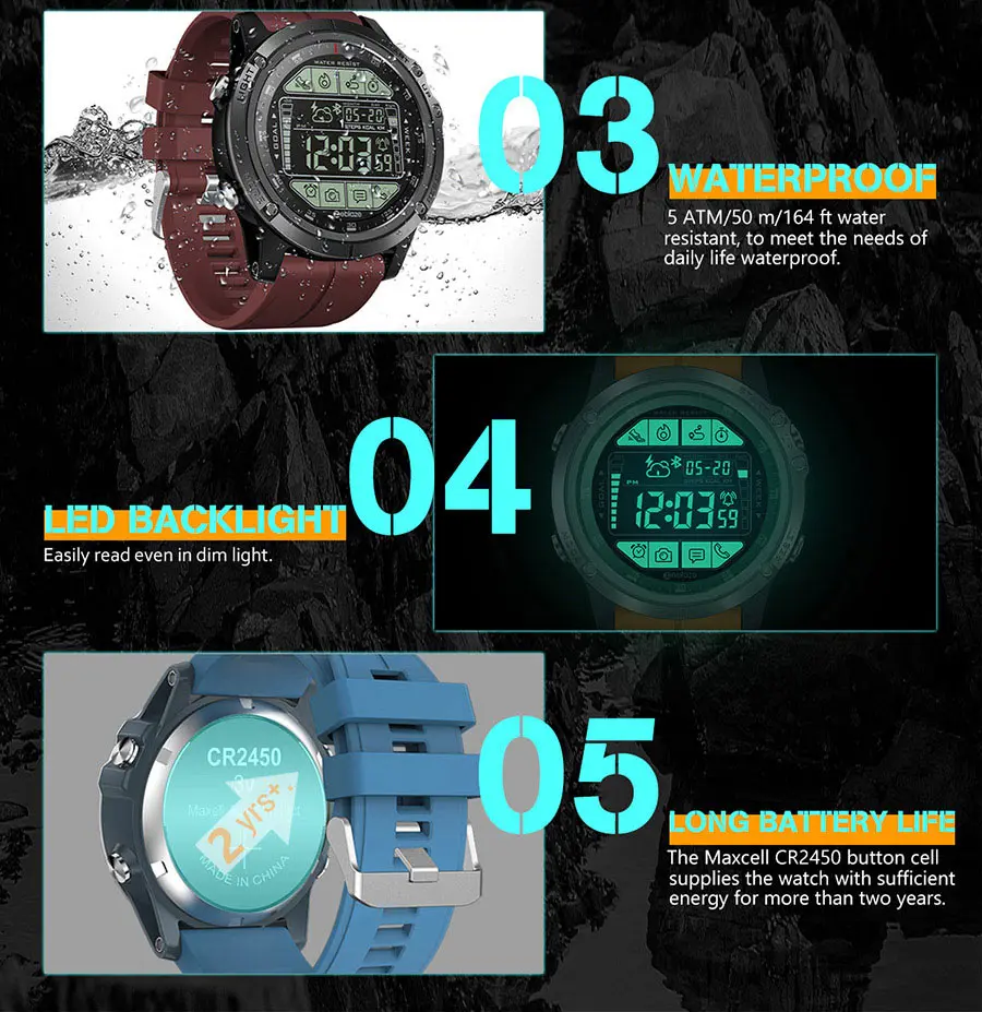 Zeblaze VIBE 3S прочные уличные Смарт-часы в режиме реального времени погодные шаги отслеживание расстояния калорий 5 ATM/50 M/164ft Водонепроницаемость