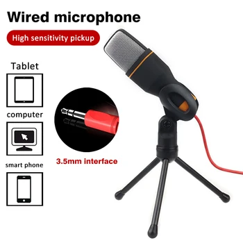 

Condenser Microphone 3.5mm Jack Wired With Stand Tripod Home Stereo MIC Desktop Tripod for PC YouTube Video Notebook Skype MSN
