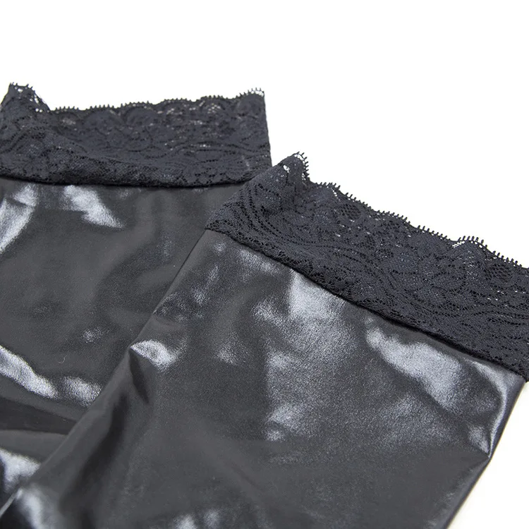 Эротические шёлковые чулки черно-белые с рисунком кружева искусственная лакированная кожа Чулки Женские сексуальные плотные носки для взрослых