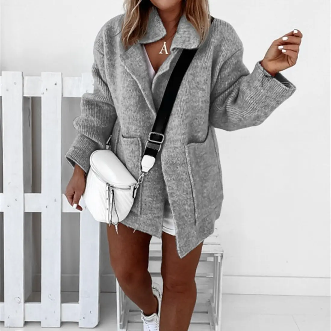 

Autumn Clothes Knitted Cardigan Women Oversized Sweater Coat Vintage Sweater Jacket Pockets Tricot Outerwear Knitted Overcoat
