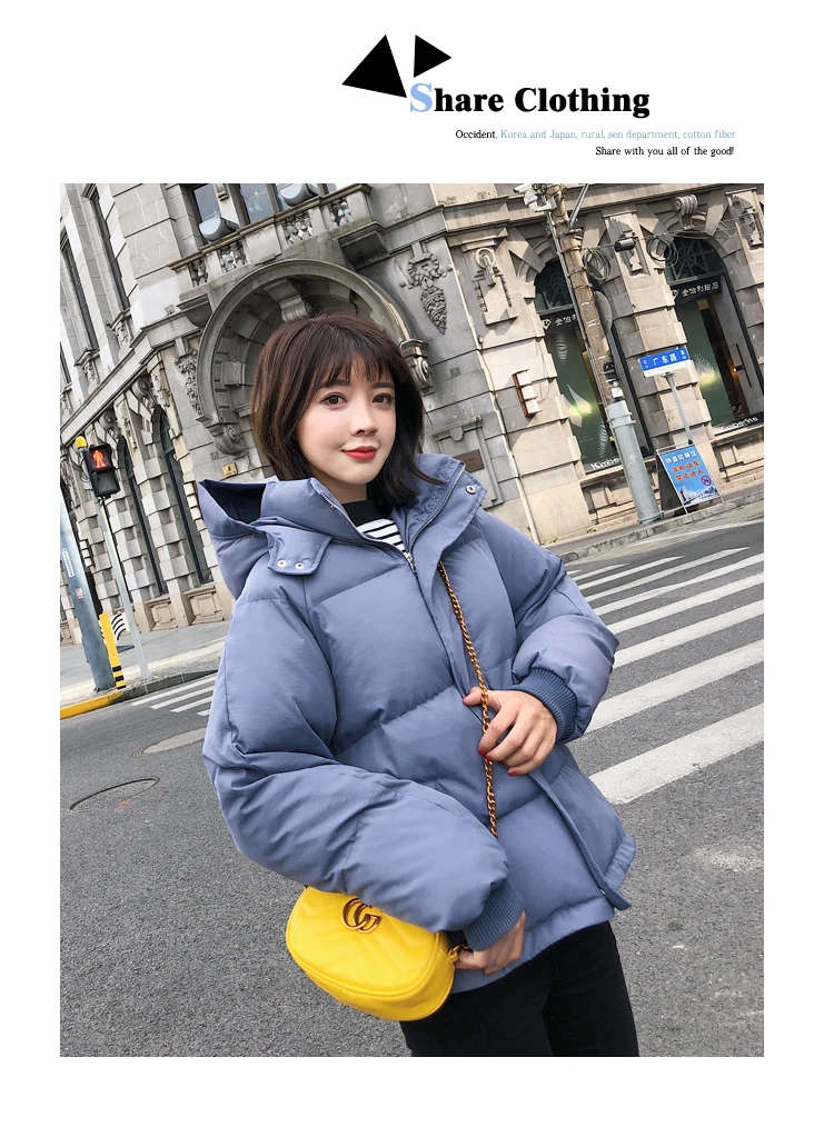 Korean-style CHIC Hooded down Coat Women's Winter New Style Fashion Loose Slimming Slim Fit Versatile Short Cotton-padded C