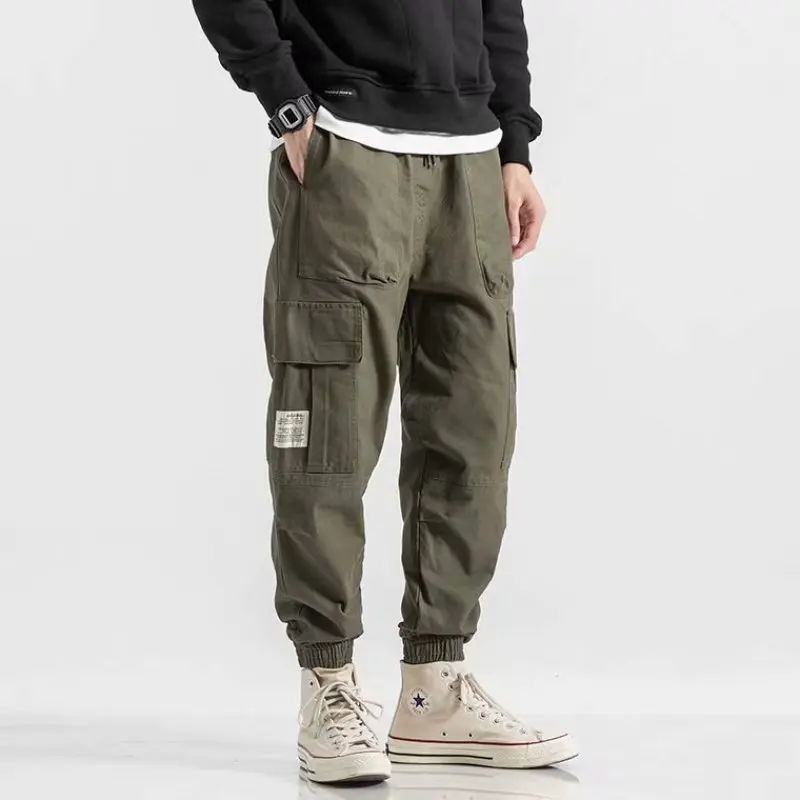 ICCLEK 2021 New Overalls and Tie-pants Men's Loose Casual Overalls Nine Points Casual Pants Men Clothing