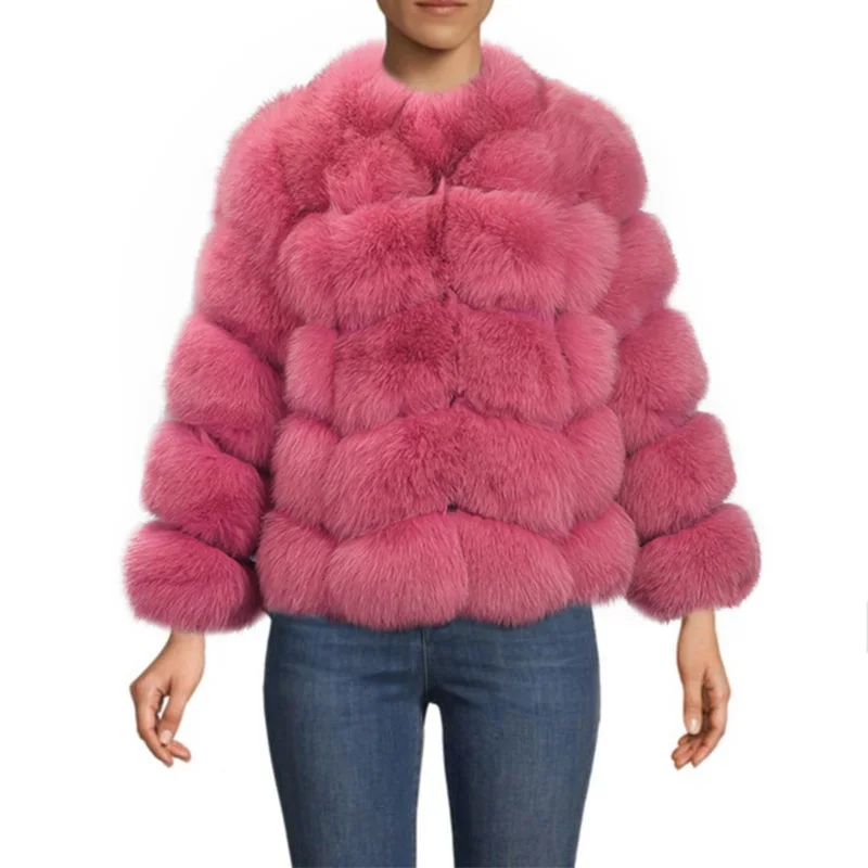 Натуральный мех лисы пальто, женская теплая и стильная куртка из натурального меха, жилет со стоячим воротником, длинный рукав, кожаное пальто, пальто из натурального меха