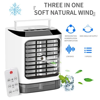 

Hot!!! Three In One Air Cooler Humidifier Air Conditioning Fan USB Rechargeable 7-color LED Ambient Light For Home Office