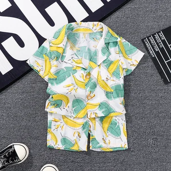 

2020 New Summer Baby Girls Boys Clothing Set Short Sheet PrintingTop + Solid Color Pants Toddler Kids Clothing