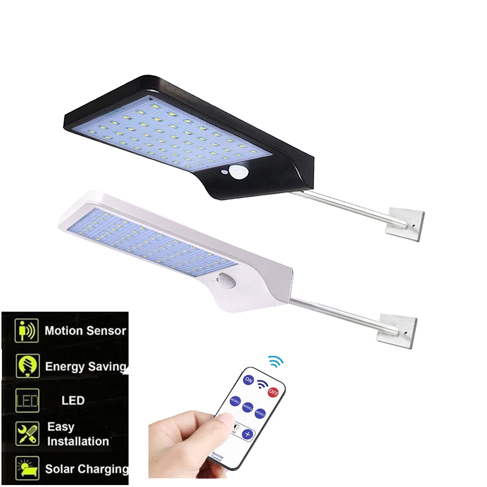 

48 LED Solar Powered Wall Light PIR Motion Sensor Street Light 3Modes 7 Color Outdoor IP65 Waterproof Lamp for Pathway Garden re