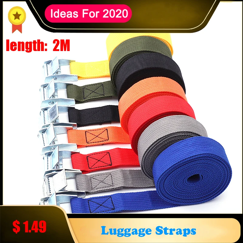 2M Metal Ratchet Straps Luggage Buckle Cargo Straps Tie-Down Belt for motorcycle Belt Rope Strong Auto Accessories