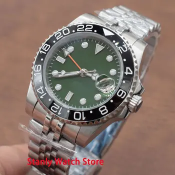 

Sapphire Glass Bliger 40mm Green Sterile Dial Black Ceramic Bezel GMT Function Automatic Movement Men's Wrist Watches