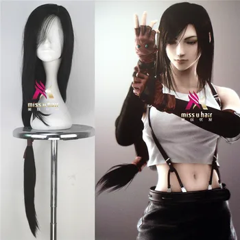

Game FF15 Final Fantasy Cosplay Tifa Lockhart Wig Women Girls 97cm Long Horsetail Black Synthesis Hair Wig Cosplay Accessories
