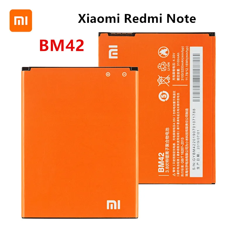 

Xiao mi 100% Orginal BM42 3200mAh Battery For Xiaomi Redmi Note/ Hongmi Note BM42 High Quality Phone Replacement Batteries
