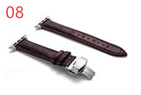 08 Ремешок из натуральной кожи для Apple watch band 44 мм 40 мм ремешки с пряжками Iwatch series 5 4 3 42 мм 38 мм браслет на запястье - Цвет ремешка: 08