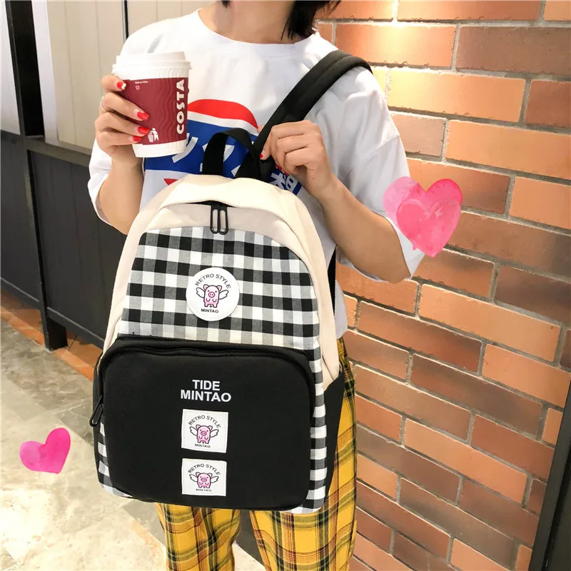 

Backpack School-Bags Women Large-Capacity Teenager-Girls Black Casual Fashion High-Quality