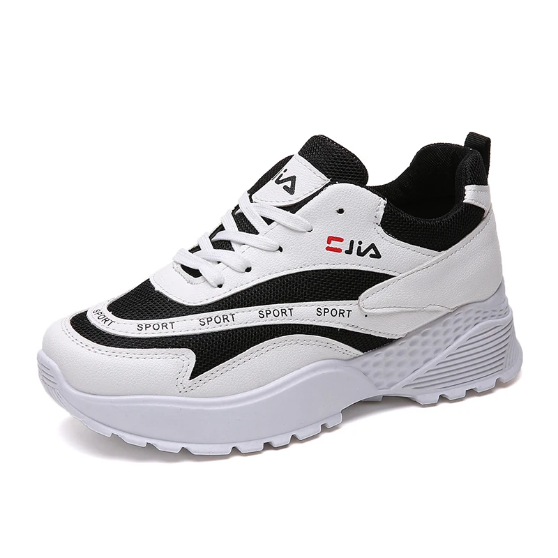 Brand Woman Fashion Sneakers Spring Autumn PU Leather Hot Sale Round Toe Lace-up Female Sprot Platform Shoes zapatillas mujer