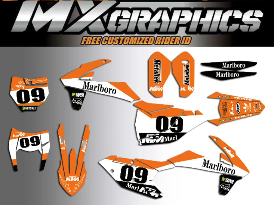 Для KTM 125 250 300 350 400 450 500 EXC XC XCF SX SXF- полный графический Набор наклеек с номером на заказ