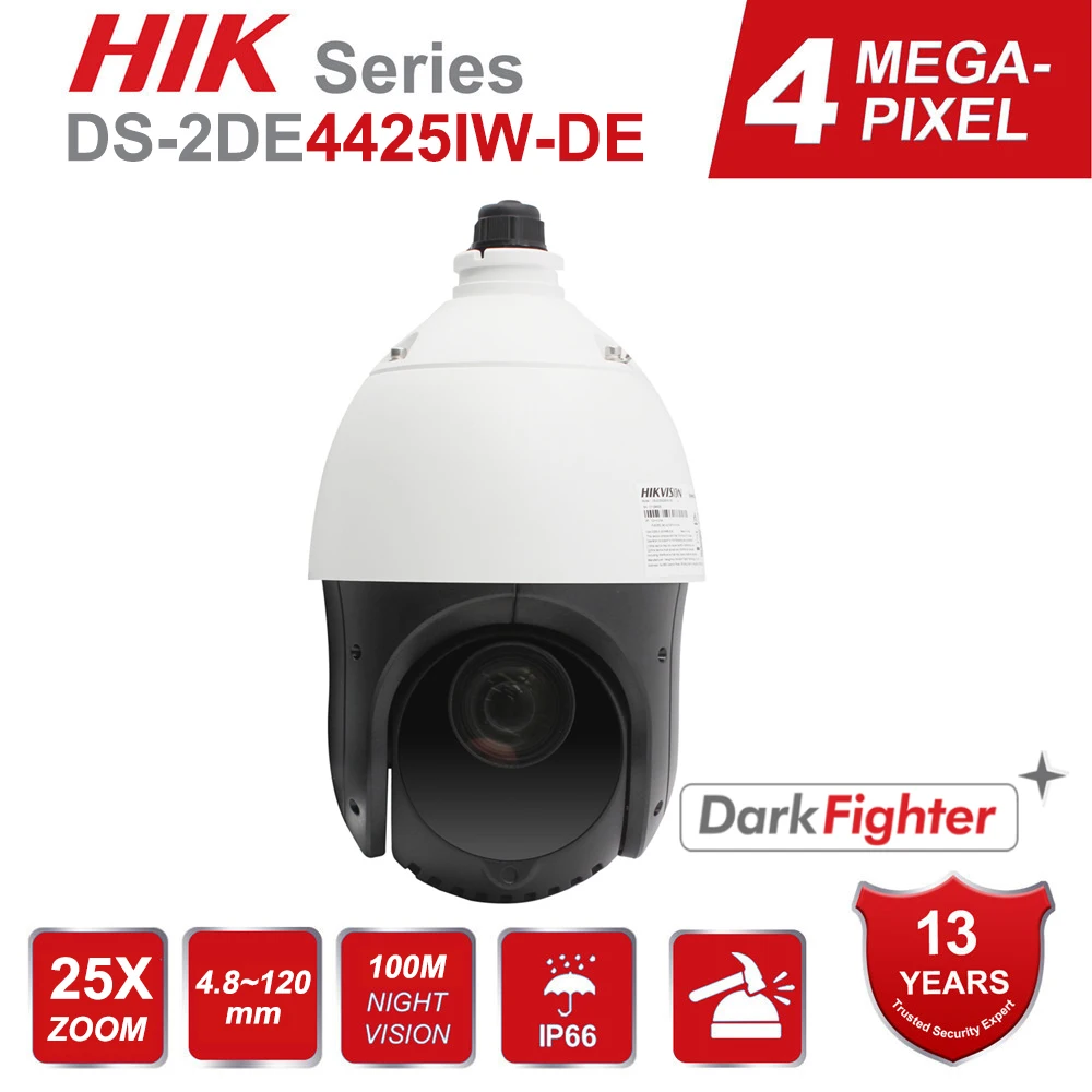 IP PTZ-камера Hikvision H.265 + 4 МП DS-2DE4425IW-DE 25X питание от DarkFighter скоростная купольная с