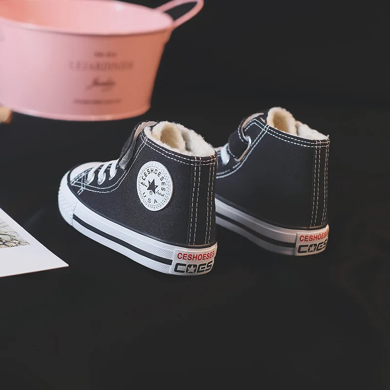 

Children Cotton-padded Shoes BOY'S plus Velvet Canvas Shoes Girls' Shoes Baby Thick Warm Two Cotton-padded Shoes 2019 Winter New