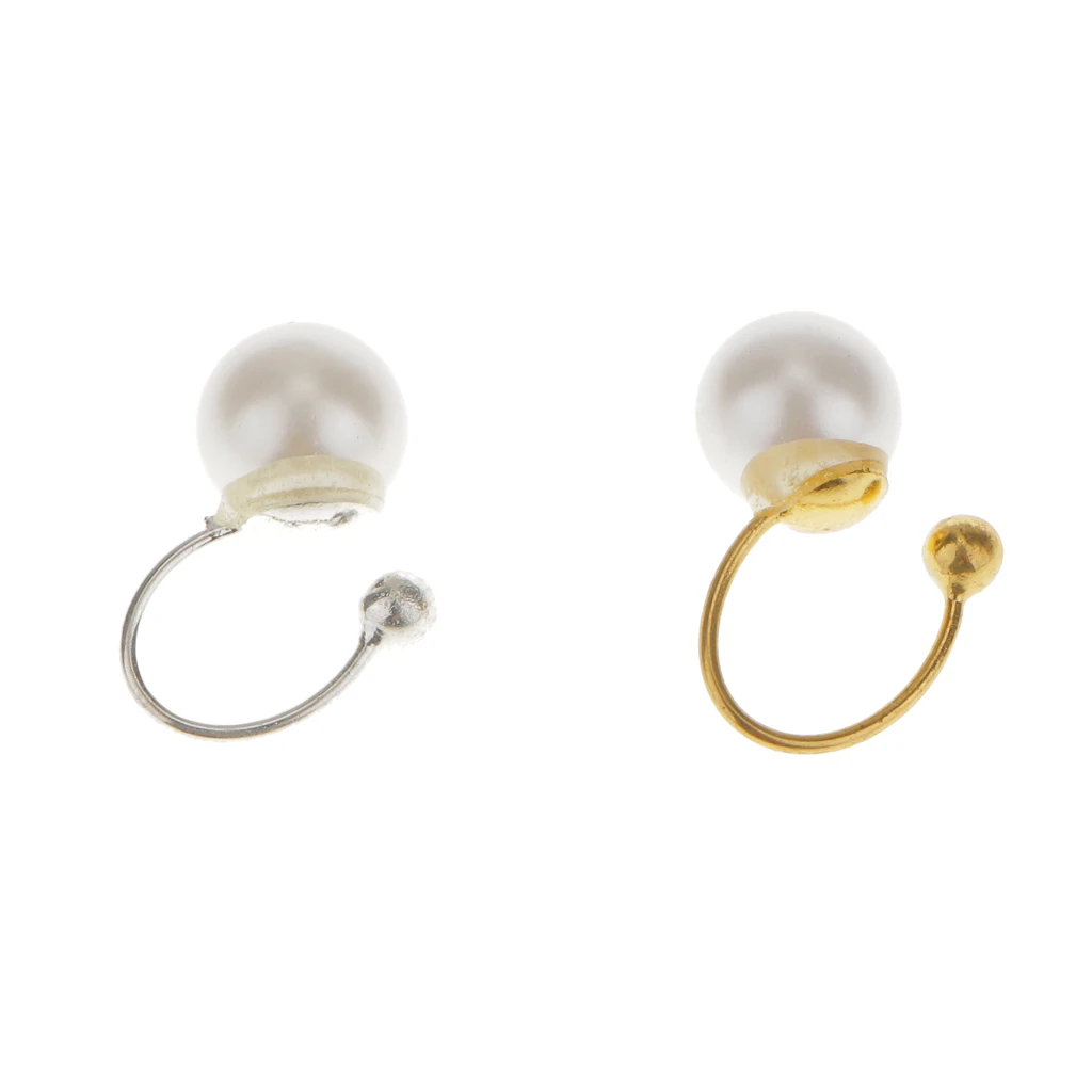 1 Pair 8mm Clip-on Earring Faux Pearl Ear Cuff Wrap Non Piercing Pearl Earring Wrap Stud Earrings