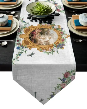 

Vintage European Flowers Roman Park Table Runner Table Flag Home Party Decorative Tablecloth Table Runners for Wedding