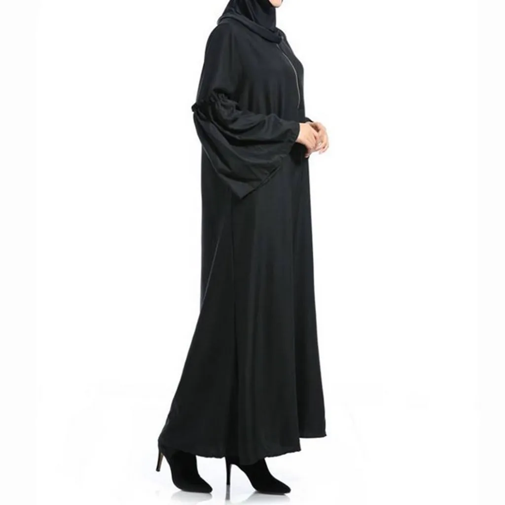 Мусульманское абайя рукав летучая мышь Макси платье на молнии свободный длинный халат платья Рамадан Турция Исламская молитва одежда служение 10,29