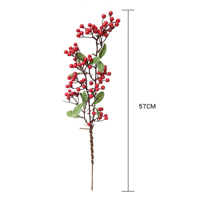 1 шт., искусственные красные ягоды, растения, листья, пластиковые искусственные фруктовые ветки для DIY, рождественские, новогодние, свадебные, вечерние, для дома