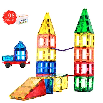 

108 pcs Magnetic Blocks DIY building designer accessory construct Magnet model Educational toys For Children Kids Birthday Gift