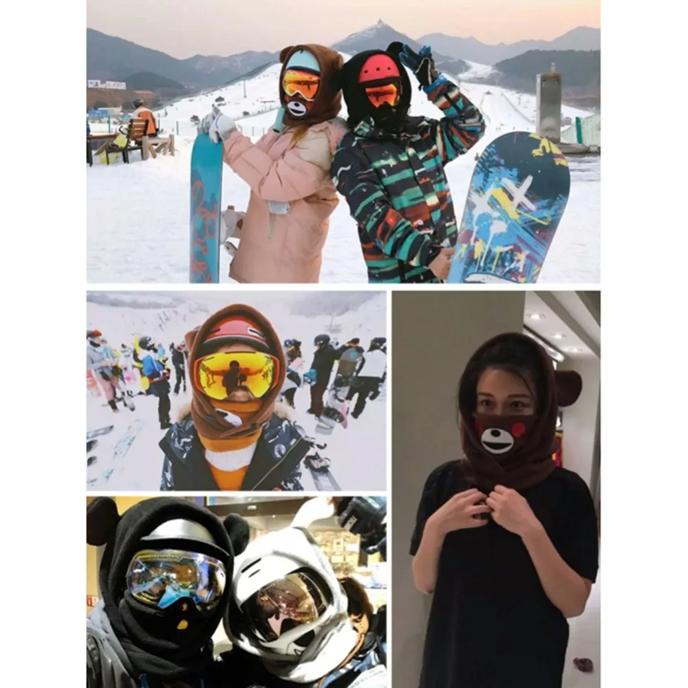 Adorable Skiing Headgear Cartoon Animal Pattern Full Face Thermal Outdoor Protective Balaclava Hood Ski Cycling Mask Helmet