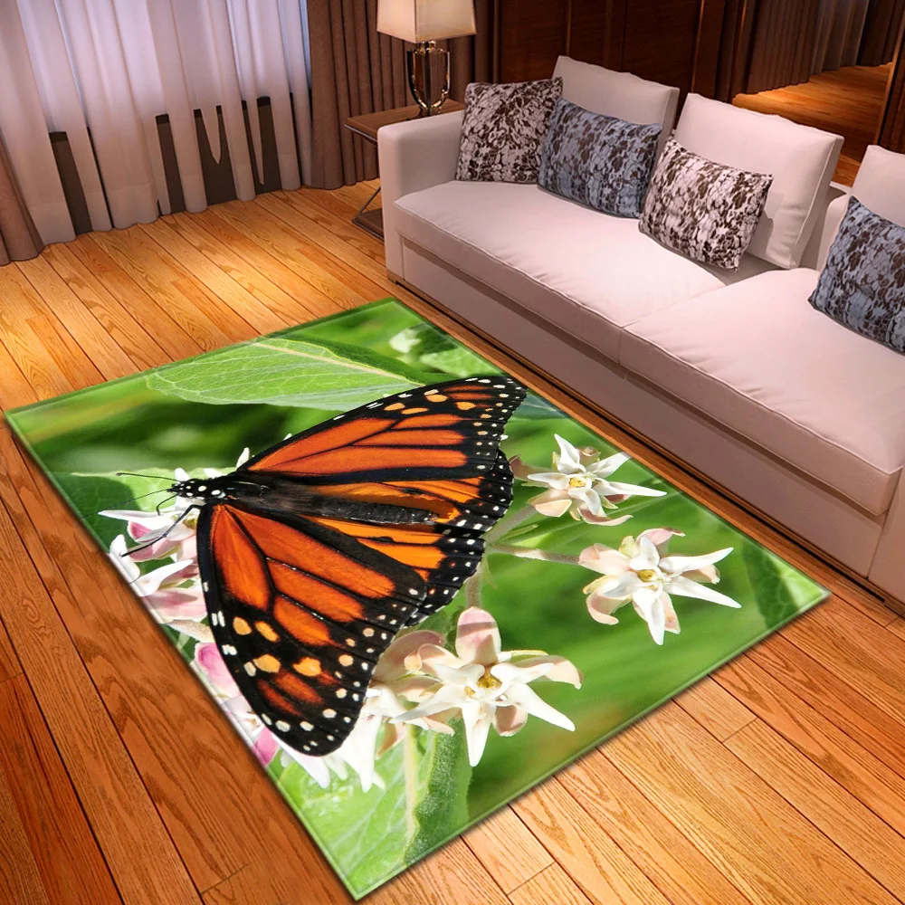 Креативные ковры с 3D-принтом бабочки для гостиной, спальни, коврик, коврик для прихожей, ванной комнаты, кухни, впитывает воду, Противоскользящий коврик