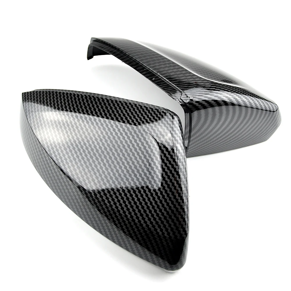 2Pcs Carbon Black Side Wing Rear View Mirror Cover Replacement Caps
