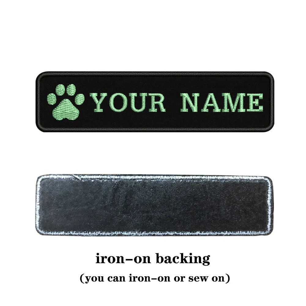 Light blue-iron on Вышивка на заказ собачья лапа имя заплатка с текстом 10 см* 2,5 см значок железная или пришить или липучка Подложка для одежды брюки рюкзак шляпа - Цвет: Light blue-iron on