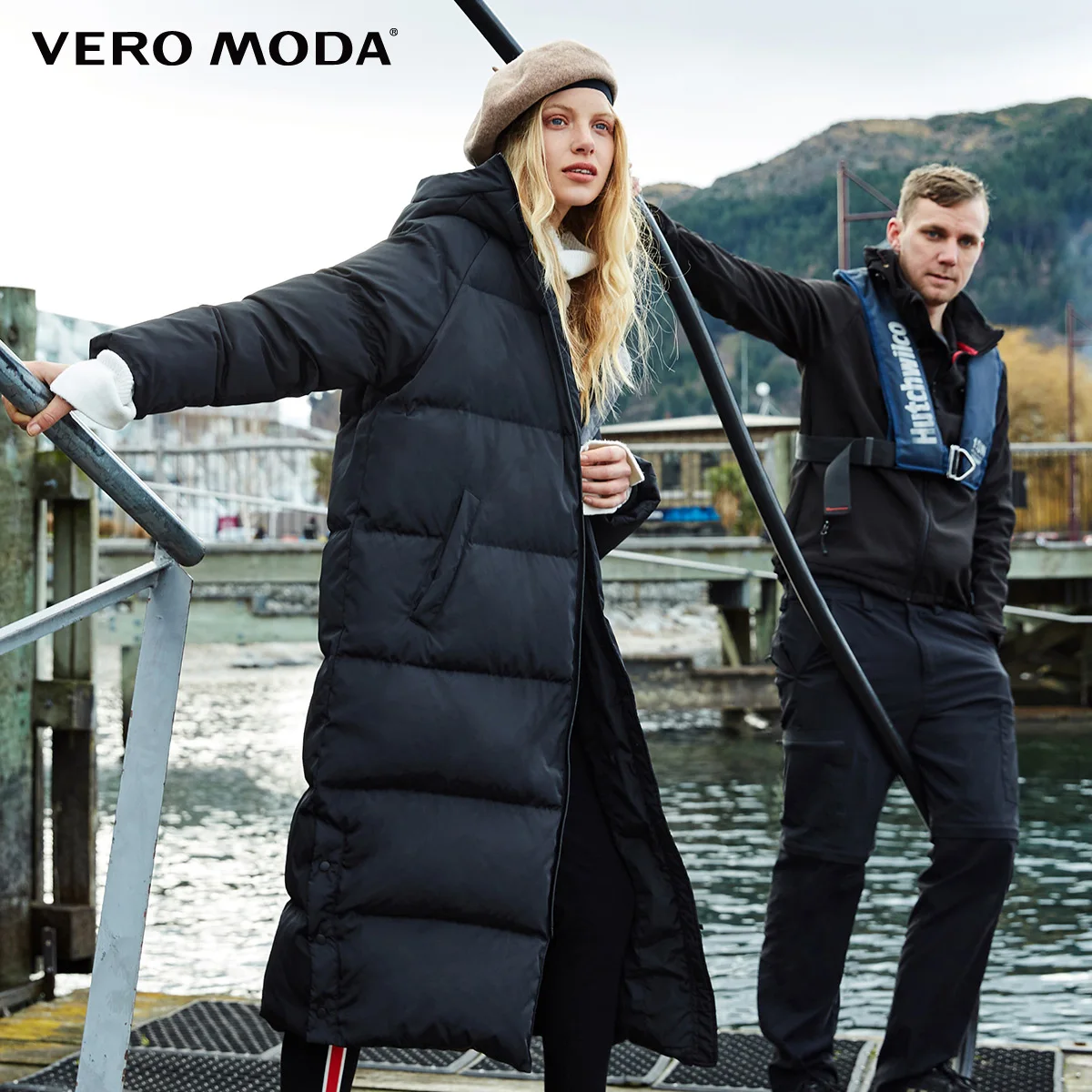 Vero Moda зимняя длинная куртка с капюшоном на утином пуху | 318412527