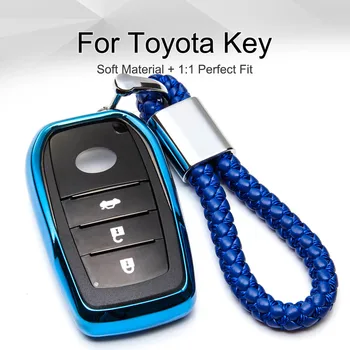 

TPU Car Key Case Cover for Toyota Aygo Highlander Chr Camry Rav4 Corolla Aqua Prado Land Cruiser 200 Fortuner Key Ring Pendant