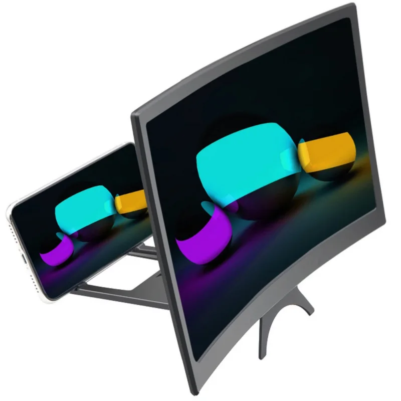 

12 inch Curved Phone Screen Magnifier Video Amplifier Mobile Phone Holder Stand For Better Video Experience