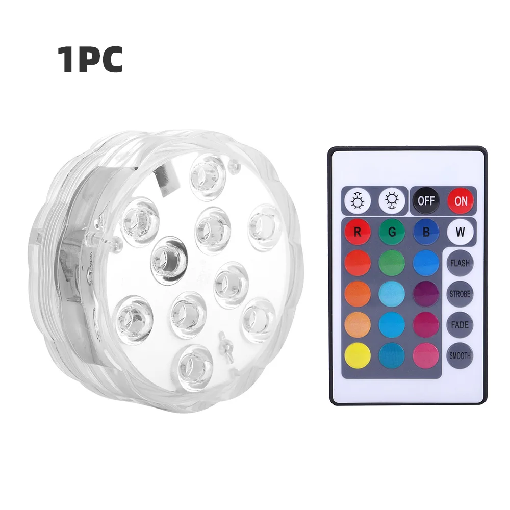 Aimkeeg пульт дистанционного управления на батарейках IP68 водонепроницаемый RGB погружной светодиодный светильник подводный ночной Светильник для ваза в виде рыбы чаши - Испускаемый цвет: 1 Remote 1 lamp