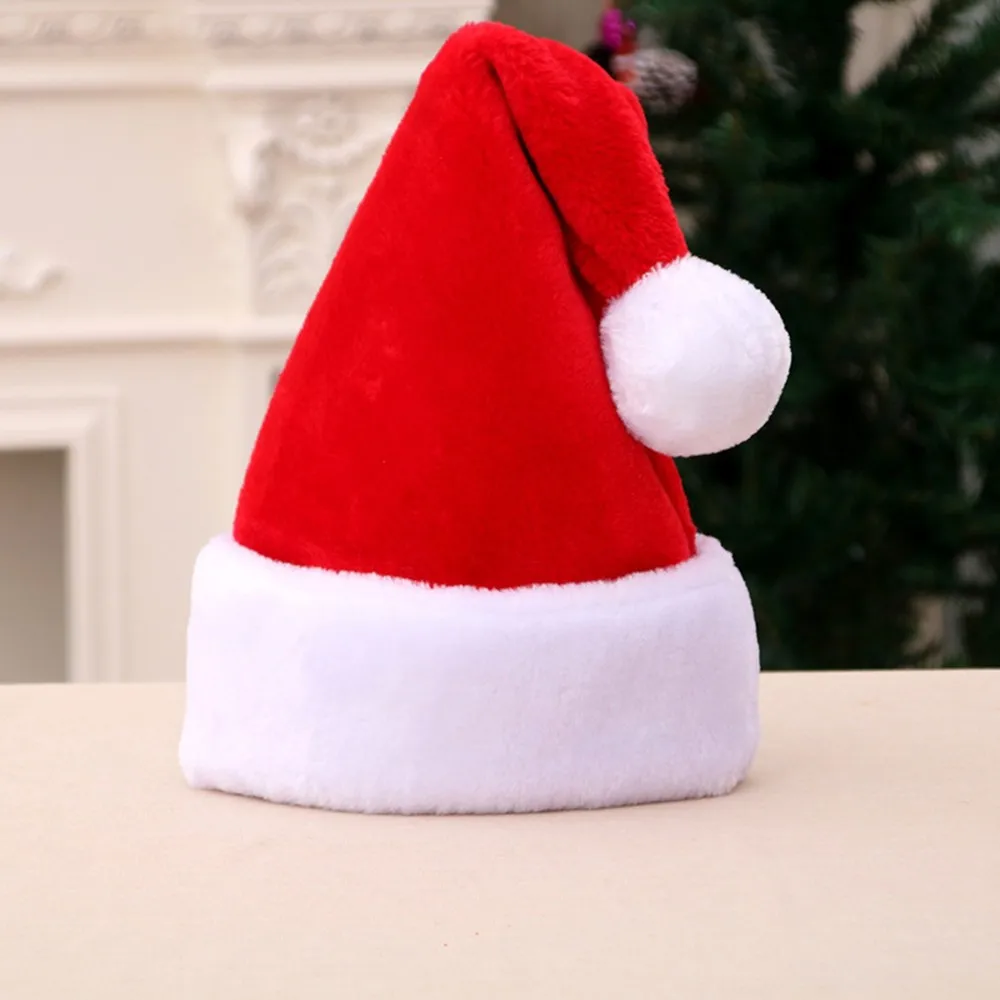 

Christmas Santa Claus Hat Santa Thick Plush Winter Warm Cap for Christmas Dress Up Party Decoration Accessories Festival Supply