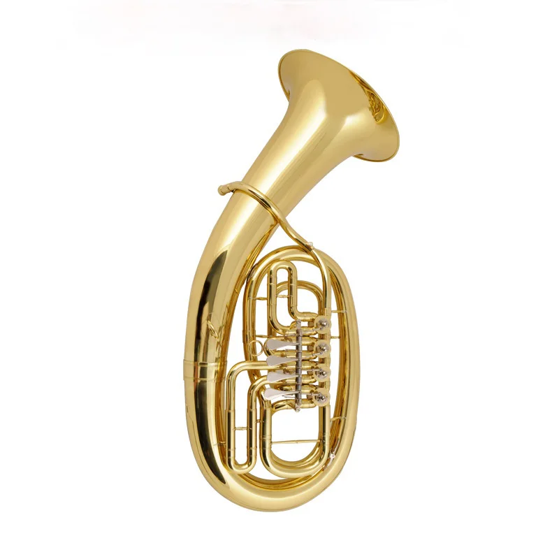 Euphonium four flat keys Lacquered gold Euphonium big horn musical instrument