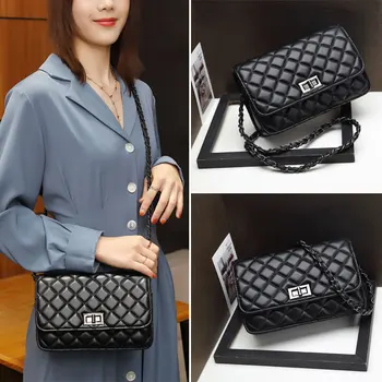 

DAI.MM leather texture women bag 2020 spring new fashion chain shoulder bag diagonal bag Professional design brand women bags