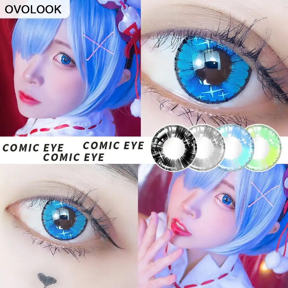 Ovolook 1pair Colored Contact Eye Lenses On The Eyes Creative Lenses For Anime Eyes 4 Colors 24 Different Degrees Aliexpress