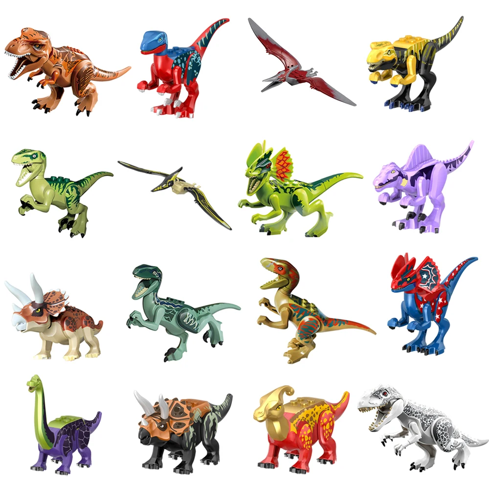 Jurassic Dinosaur Assemble Toy Blocks World Building Bricks Kids Dino Velociraptor Triceratops Stegosaurus Model Christmas Gift | Игрушки и
