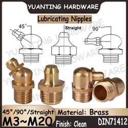 1Piece~10Pcs M3~M20 Brass Hydraulic Zerk Grease Nipple Fittings Lubricating Nipples 45° 90° and Straight Coarse and Fine Thread