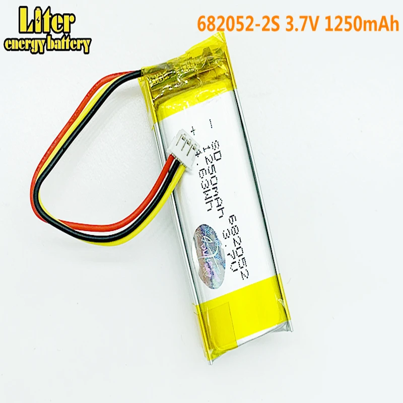682052-2S 3,7 V 1250 mAh литий-полимерный аккумулятор 1,5 мм 3 провода разъем для домашних животных gps Охота собака gps DVR MP3 MP4 682052