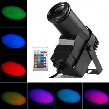 

Remote Wireless Control 10W Spotlight RGB Beam Effect Stage Lights DJ LED Spot Lighting For Disco Glass Ball Lamp Pinspot Light