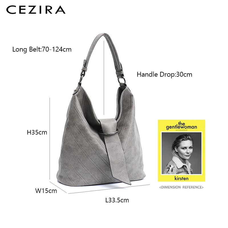 CEZIRA, брендовая дизайнерская женская сумка, модная, из Веганской кожи, Хобо, Большая вместительная сумка на плечо, сумка-вкладыш, Женская Повседневная Сумочка через плечо