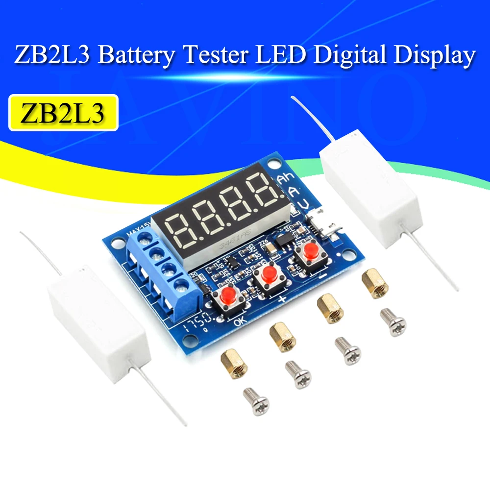 Battery Tester LED Digital Display 18650 Lithium Battery Power Supply Test Resistance Lead-acid Capacity Discharge Meter ZB2L3