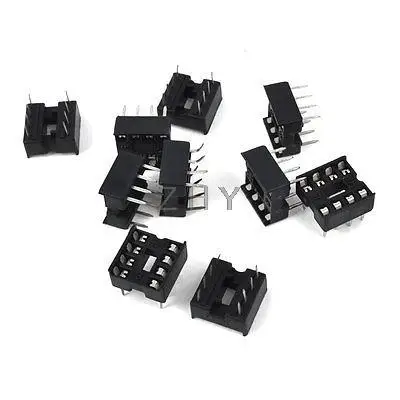 

2.54mm Pitch Through Hole 8 Pins DIP IC Socket PCB Board Adapter 10 Pcs