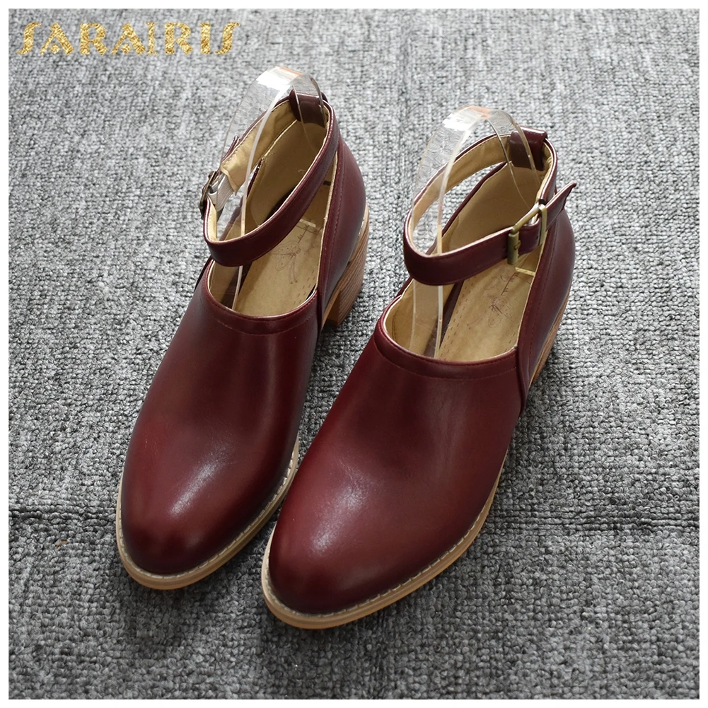 

Sarairis 2020 New Fashion Plus Size 34-48 Mix Color Buckle Strap Shoes Woman Pumps Female Chunky Heels Lady Pumps Female